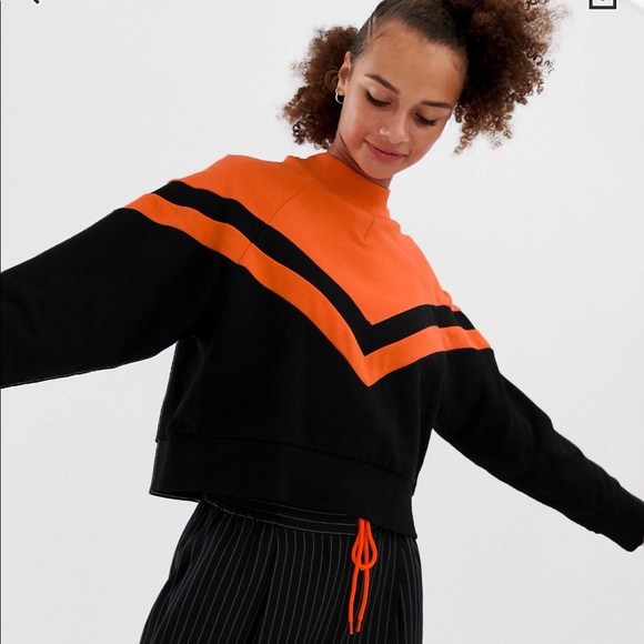 ASOS Tops - Black & orange oversized sweatshirt